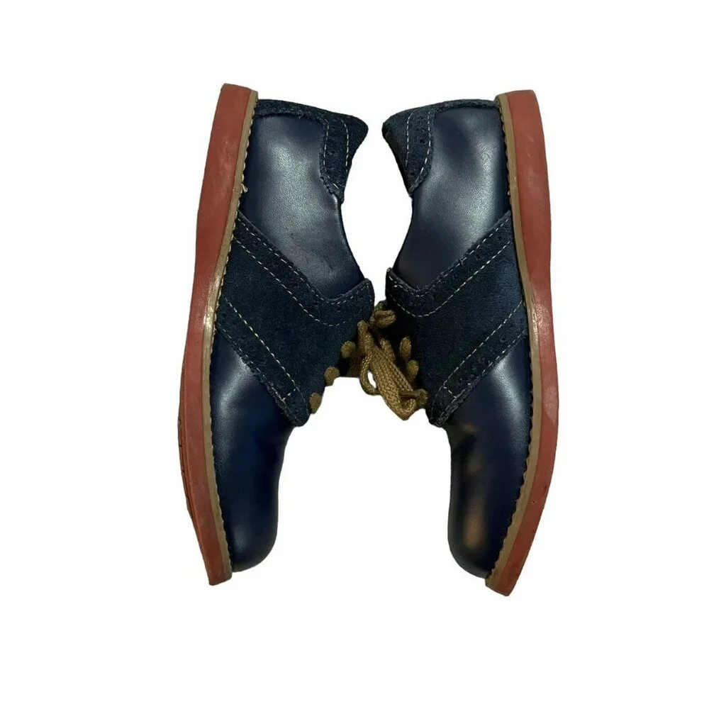 Footmates Sz 12.5 Navy Blue Leather Saddle Oxford Shoes
